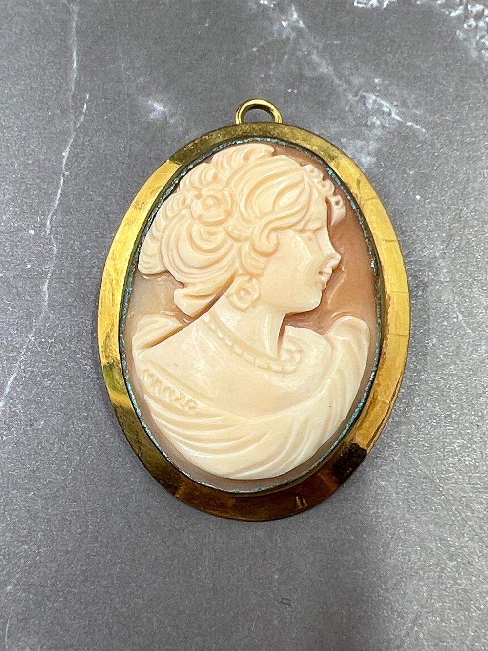 Art Deco J.E. Caldwell Gold Filled Cameo Pin Pendant